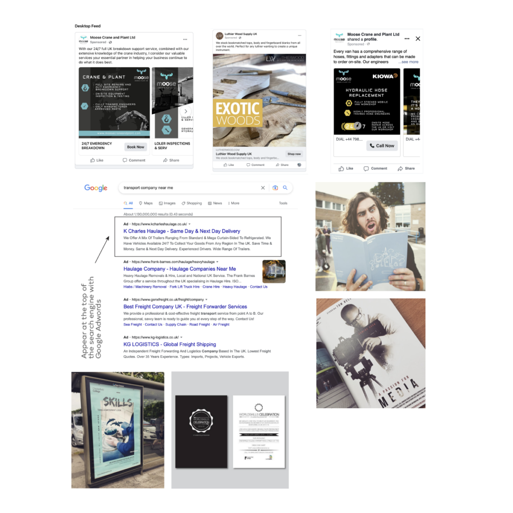 Examples of digital and print marketing