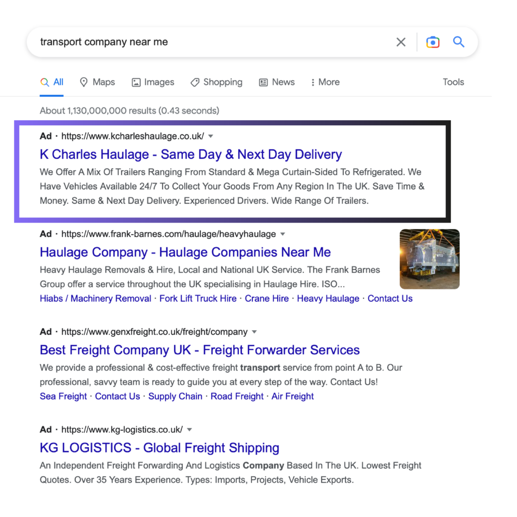 Google Advertising Example